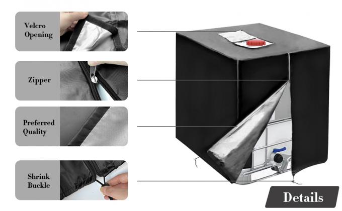 IBC Tote Couvercle avec fermeture &agrave; glissi&egrave;re, 275 Gallons 1000L Ext&eacute;rieur IBC Tote Ombrelle solaire 210D Oxford Tissu Couvercle &eacute;tanche &agrave; l'eau &agrave; l'&eacute;preuve du soleil 1