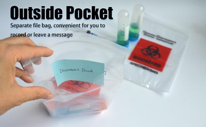 Sacs d'échantillons biohazard, 100 pièces 6x9in/15x25cm avec imprimé le logo rouge biohazard, sacs d'échantillons en fermeture à glissière à l'extérieur de la poche 0