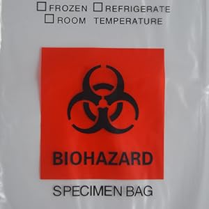 Sacs d'échantillons biohazard, 100 pièces 6x9in/15x25cm avec imprimé le logo rouge biohazard, sacs d'échantillons en fermeture à glissière à l'extérieur de la poche 2