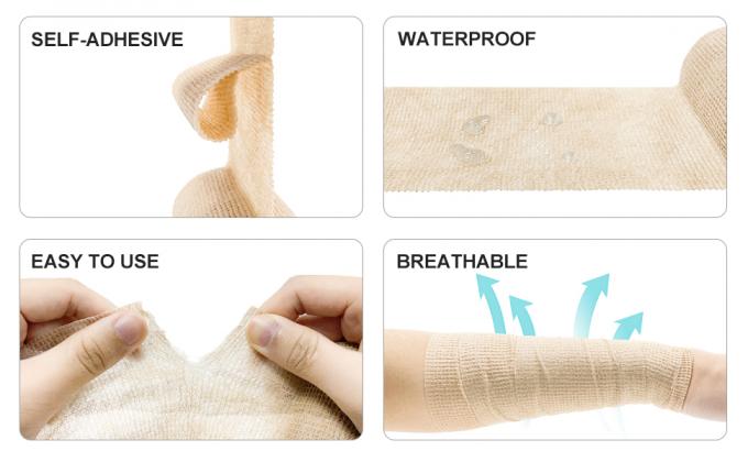 Enveloppe de bandage auto-adhésif, 6 paquets, couleur peau, 2 x 5 mètres, bandages cohérents, bandage médical, bandage élastique 3