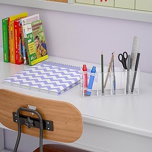 Porteur de stylo acrylique 4 compartiments,porteur de stylo clair organisateur de maquillage Porteur de pinceau pour accessoires de bureau,cosm&eacute;tiques 4