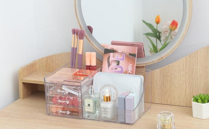 Containers clairs pour l' organisation 7 tiroirs Commodus empilable Organisateurs de salle de bain et de stockage bijoux accessoires de cheveux 0