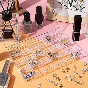 Contenant de décoration d'art des ongles en plastique, boîte d'organisateur en plastique transparent, contenant de stockage transparent Boîte à bijoux 4