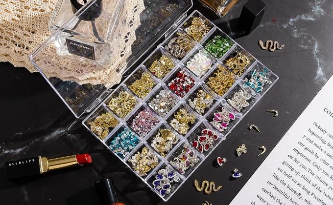 Contenant de décoration d'art des ongles en plastique, boîte d'organisateur en plastique transparent, contenant de stockage transparent Boîte à bijoux 5