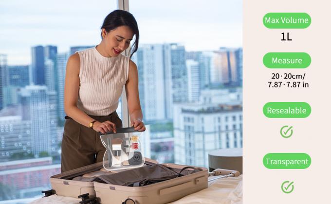 Sacs à fermeture à glissière de la taille d'un quart - Sacs cosmétiques transparents pour liquides et maquillage - Taille de voyage portable 0