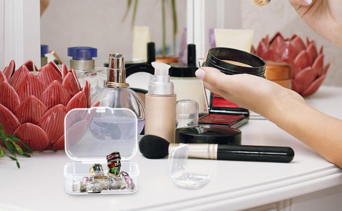 Boîtes de rangement en plastique clair rectangulaire vide mini boîtes de rangement avec couvercles à charnière pour petits objets boîte artisanale 5