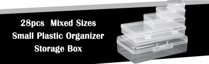 Boîte de rangement organisateur, rectangulaire vide mini organizer en plastique clair Boîte de rangement contenant des couvercles Petits articles 0