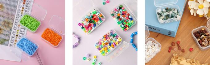 Boîte de rangement organisateur, rectangulaire vide mini organizer en plastique clair Boîte de rangement contenant des couvercles Petits articles 2