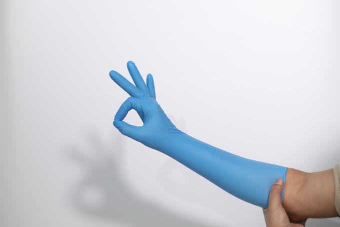 Des échantillons gratuits de haute qualité bleu ciel jetable en gros poudre médicamenteuse sans manche longue gants de nitrile non stériles 2