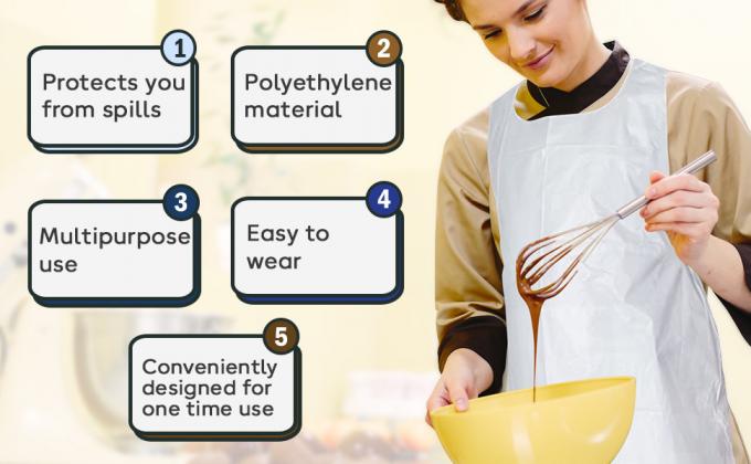 Produits jetables de poids lourd en plastique / tablier poly 46 pouces x 28 pouces - 2 Mil - Pour la cuisine et l'artisanat 0