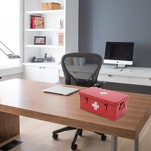 Boîte de premiers soins, contenant des fournitures, boîte de stockage de médicaments en métal, boîte vide de premiers soins avec serrure de sécurité, ensemble d'outils d'urgence à domicile 3