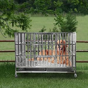 Cage de chien en acier inoxydable haute anxiété indestructible et échapper à l'épreuve du chien 7