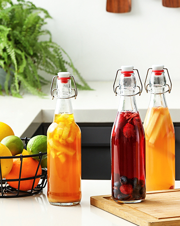 Bouteilles de jus en verre avec 2 paillettes et 2 couvercles à trou- 16 OZ Bouteilles de boisson de voyage, tasses d'eau à couvercle étanche noir 1