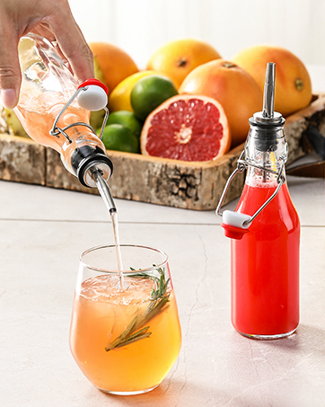 Bouteilles de jus en verre avec 2 paillettes et 2 couvercles à trou- 16 OZ Bouteilles de boisson de voyage, tasses d'eau à couvercle étanche noir 3