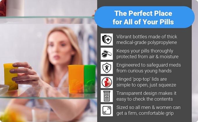 Bouteilles de pilules vides avec bouchon - Bouteilles étanches à 30 Drams - Récipient de médicaments sur ordonnance - pour les herbes, les bonbons 4