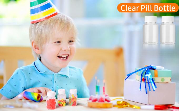 Bouteille de pilule claire Bouteille de médicament en plastique Bouteille de réactif vide Bouteille de produits chimiques avec capuchon pour poudre liquide solide 0