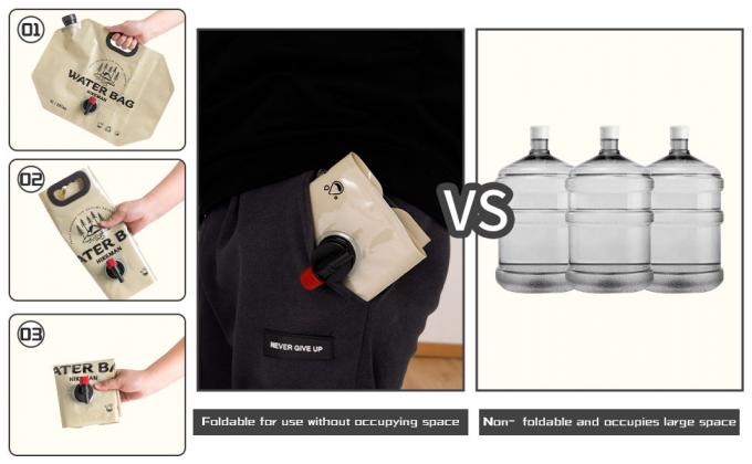 Porteur de stockage d'eau pliable - récipient portable de 1,9 gallon avec éternuement, sac d'eau de camping pour la randonnée en plein air 5