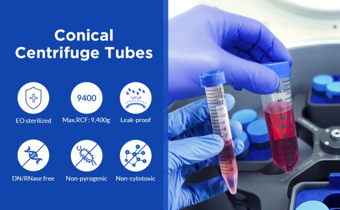 Tubes centrifugeuses de 15 ml, tubes coniques stériles 50 PCS, polypropylène, bouchons à vis étanches, récipient en plastique 0