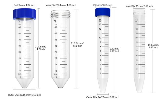 Tubes centrifugeuses de 15 ml, tubes coniques stériles 50 PCS, polypropylène, bouchons à vis étanches, récipient en plastique 1