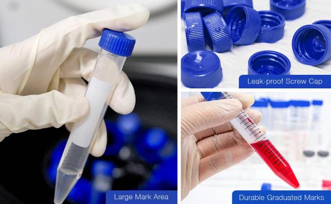 Tubes centrifugeuses de 15 ml, tubes coniques stériles 50 PCS, polypropylène, bouchons à vis étanches, récipient en plastique 4