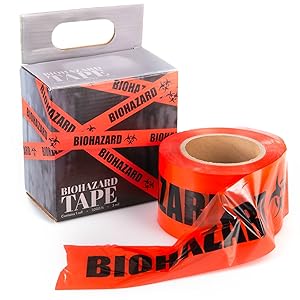 Tape d'avertissement sur les risques biologiques avec empreinte noire, légende "Biohazard" (avec logo), 55 yards. Longueur x 2 "largeur, 3 "diamètre du noyau 0