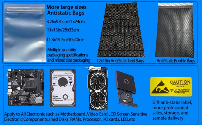 Sacs anti-statiques à verrouillage, 5,9 x 7,9 pouces Sacs en plastique statiques pour carte mère SSD HDD Ordinateur électronique 7