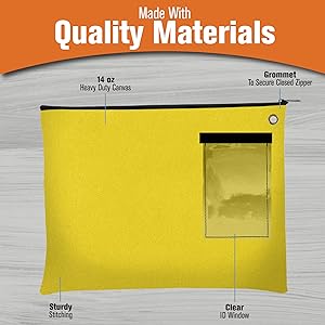 Canvas Interoffice Mailer, 14 onces. 14W x 11H. Sac de transport. Gros sac fermeture à glissière avec grommet. Utiliser avec cadenas. 1