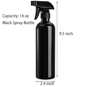 Bouteilles de pulvérisation en plastique noir pour les solutions de nettoyage 16 oz (emballage de 4), pulvérisation vide rechargeable réutilisable 2