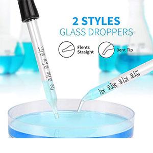 Gouttelette pour les yeux pour les huiles essentielles, pipettes, tête en caoutchouc, étalonné en verre épais 3