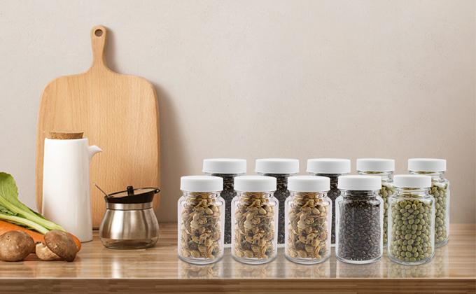 Bouteilles de jus en verre avec capuchon - 8 paquets 3,5 oz petits pots clairs r&eacute;utilisables avec couvercles pour le stockage de boissons 6