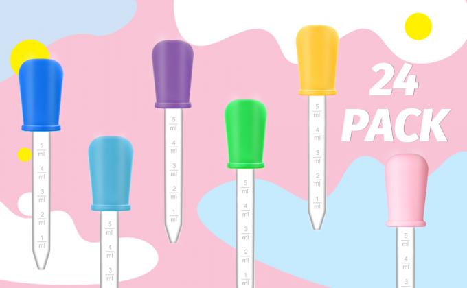 Pipettes gouttelettes Silicone 5 ml clair gouttelettes pour les yeux de médecine pour les enfants avec la pointe de l'ampoule et le pinceau pour la moisissure de bonbons, gommée 0