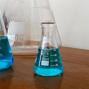 Flacon Erlenmeyer &agrave; bouche &eacute;troite avec bouchon en caoutchouc Flacon en verre 5 pi&egrave;ces, flacon Erlenmeyer &agrave; bouche &eacute;troite, borosilicate 1