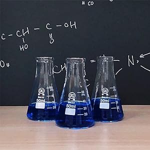 Flacon Erlenmeyer &agrave; bouche &eacute;troite avec bouchon en caoutchouc Flacon en verre 5 pi&egrave;ces, flacon Erlenmeyer &agrave; bouche &eacute;troite, borosilicate 2