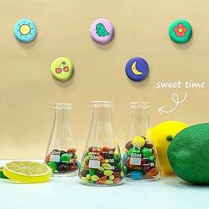 Flacon Erlenmeyer &agrave; bouche &eacute;troite avec bouchon en caoutchouc Flacon en verre 5 pi&egrave;ces, flacon Erlenmeyer &agrave; bouche &eacute;troite, borosilicate 3