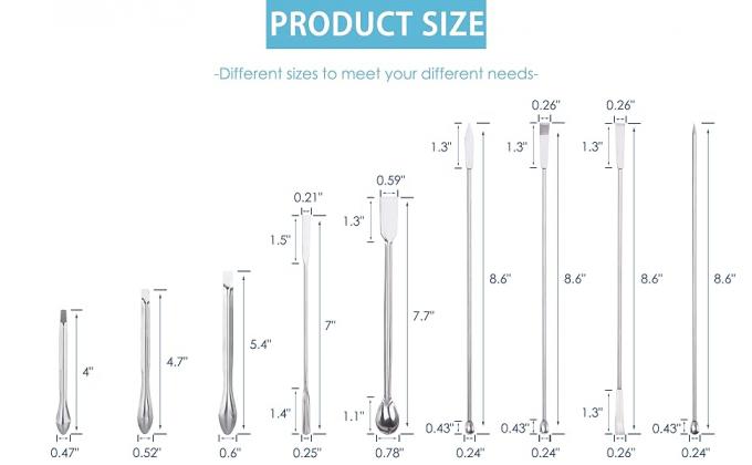 Spatula de laboratoire en acier inoxydable Micro-scoop r&eacute;actif de laboratoire de m&eacute;lange Spatula de 22 cm de long &eacute;chantillonnage cuill&egrave;re 2