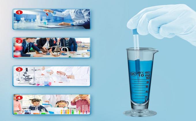 Coupe de mesure graduée en laboratoire avec bec à large bouche en verre, récipient conique, distributeur de liquide, cylindre de mesure 0