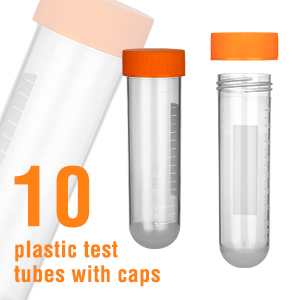 SCIENCE LAB Science primaire Jumbo tubes à essai avec support, ensemble de 10 tubes, ustensiles en plastique de laboratoire, tube de laboratoire pour les tests 2