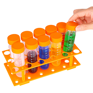 SCIENCE LAB Science primaire Jumbo tubes à essai avec support, ensemble de 10 tubes, ustensiles en plastique de laboratoire, tube de laboratoire pour les tests 8