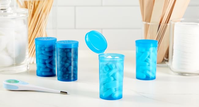 250 flacons de comprimés vides avec capuchon, flacons de médicaments en plastique de 13 drams pour médicaments sur ordonnance, compléments alimentaires 2