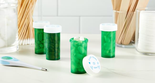 250 flacons de comprimés vides avec capuchon, flacons de médicaments en plastique de 13 drams pour médicaments sur ordonnance, compléments alimentaires 4