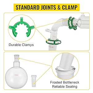 Produits en verre de laboratoire 24/40 Produits en verre de chimie 32 PCS Produits en verre de laboratoire Kit de distillation Séparation 4