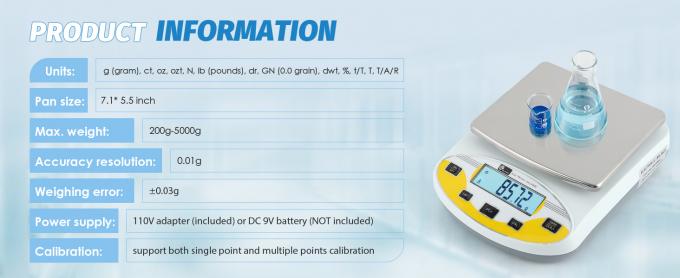 Échelle de laboratoire Balance électronique analytique numérique Échelle de pharmacie Échelle de bijoux 110V Étalonnée ((5000g, 0