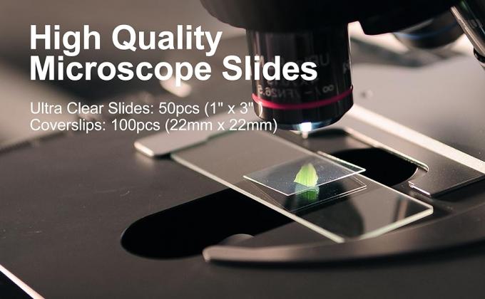 Slides et couvertures pour microscope, diapositives en verre vierge pour microscope - 50 diapositives, 100 couvertures - pour microscopie 0