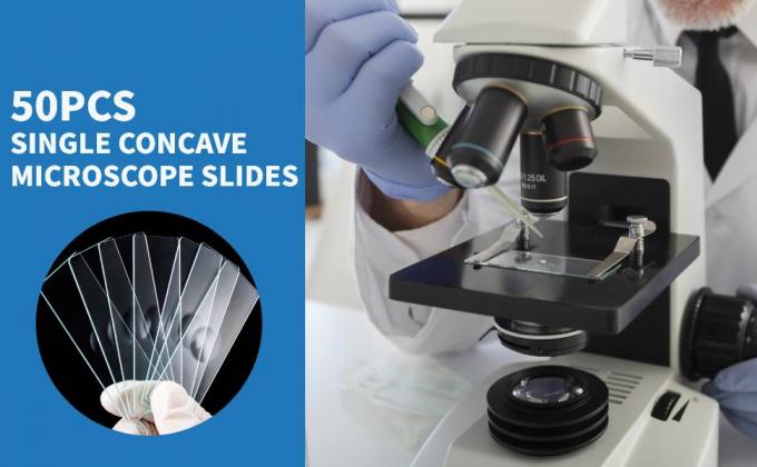 Slides microscopiques concaves, concaves uniques 50pcs Slide en verre avec dépression pour échantillon humide, échantillon de laboratoire Observer 0