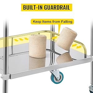 Chariot à roulettes de laboratoire 3 étagères étagère Chariot à roulettes en acier inoxydable de restauration Chariot d'utilité dentaire roue commerciale Dolly 4