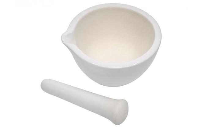 Porcelaine Mortar & Pestle Set, 9 oz (275 ml) - Surface de meulage non glacée - Excellent pour la cuisine ou le laboratoire 0