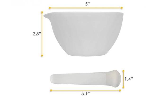 Porcelaine Mortar & Pestle Set, 9 oz (275 ml) - Surface de meulage non glacée - Excellent pour la cuisine ou le laboratoire 2