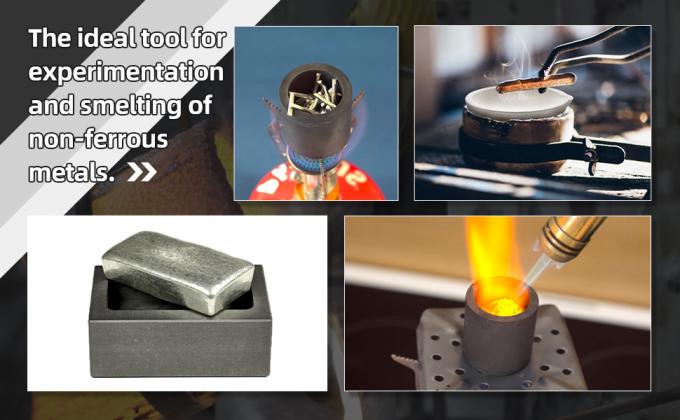 Kit de coulée pour la fusion à la torche de graphite, comprenant 2 bâtons de mélange pour le crucible de graphite, moule de coulée de graphite 5 en 1 graphite 3