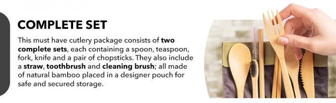 Un ensemble de couverts jetables en bois de bambou 100% naturel, écologique, biodégradable et compostable 2