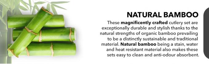 Un ensemble de couverts jetables en bois de bambou 100% naturel, écologique, biodégradable et compostable 1